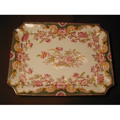 Plat rectangle angle coupé Porcelaine Sarreguemines décor 215