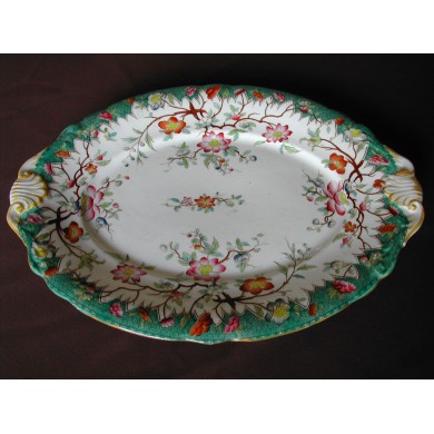 Plat ovale à oreilles porcelaine de Fismes Décor n°27