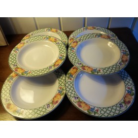 Autres produits antiquit&eacute; ou brocante : 6 assiettes creuses service Treillis Stone Ware