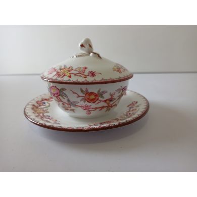 Sucrier porcelaine de Sarreguemines minton 252 forme poire éclat sur base