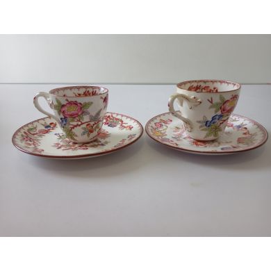 6 Tasses à café avec soucoupes porcelaine de Sarreguemines minton 252
