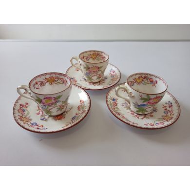 2 tasses à café avec soucoupes porcelaine de Sarreguemines minton 252
