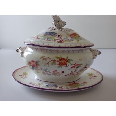 Saucière en faïence de Sarreguemines minton 252 année 1875