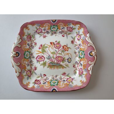 Plat rectangle dit Tyrolien 23x17.5 cm porcelaine Sarreguemines décor n°216