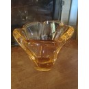 Vase Daum Croix de Lorraine France marron diamètre 18 cm hauteur 17 cm