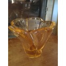 Vase Daum Croix de Lorraine France marron diamètre 18 cm hauteur 17 cm