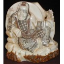 Magnifique Netsuke noble assis en tenue traditionnelle