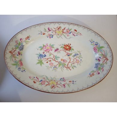 2 plats ovales 41 et 35.5 cm porcelaine de Sarreguemines minton 252