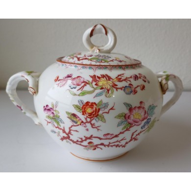 Sucrier diam 14 cm  porcelaine Sarreguemines minton 252 coloration anse