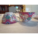 Lot 2 tasses Orientales avec 2 soucoupes porcelaine Sarreguemines minton 216 f&ecirc;les