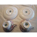 Lot 2 tasses Orientales avec 2 soucoupes porcelaine Sarreguemines minton 216 f&ecirc;les