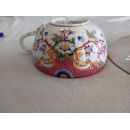 Tasse avec soucoupe en porcelaine de Sarreguemines minton d&eacute;cor 216 f&ecirc;le