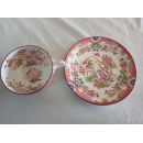 Tasse avec soucoupe en porcelaine de Sarreguemines minton d&eacute;cor 216 r&eacute;f216B-TS-4