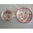 Tasse avec soucoupe en porcelaine de Sarreguemines minton d&eacute;cor 216 r&eacute;f216B-TS-5