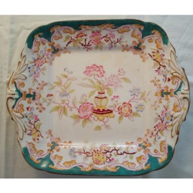 Porcelaine Sarreguemines : Plat rectangle à oreilles en porcelaine de Sarreguemines décor 248.