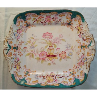 Plat rectangle à oreilles en porcelaine de Sarreguemines décor 248.