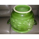 Enorme Cache-pot Branche de Chêne  sur Colonne Cannelée Sarreguemines Utzschneider & Cie