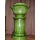 Enorme Cache-pot Branche de Chêne  sur Colonne Cannelée Sarreguemines Utzschneider & Cie