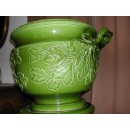 Enorme Cache-pot Branche de Chêne  sur Colonne Cannelée Sarreguemines Utzschneider & Cie