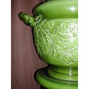 Enorme Cache-pot Branche de Chêne  sur Colonne Cannelée Sarreguemines Utzschneider & Cie