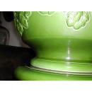 Enorme Cache-pot Branche de Chêne  sur Colonne Cannelée Sarreguemines Utzschneider & Cie