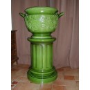 Enorme Cache-pot Branche de Chêne  sur Colonne Cannelée Sarreguemines Utzschneider & Cie