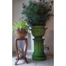 Enorme Cache-pot Branche de Chêne  sur Colonne Cannelée Sarreguemines Utzschneider & Cie